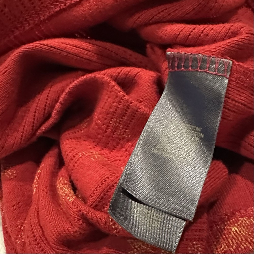 Liz‎ Claiborne Long Sleeve Henley Top Size XL Red Gold Floral 100% Cotton Cozy - Picture 4 of 5